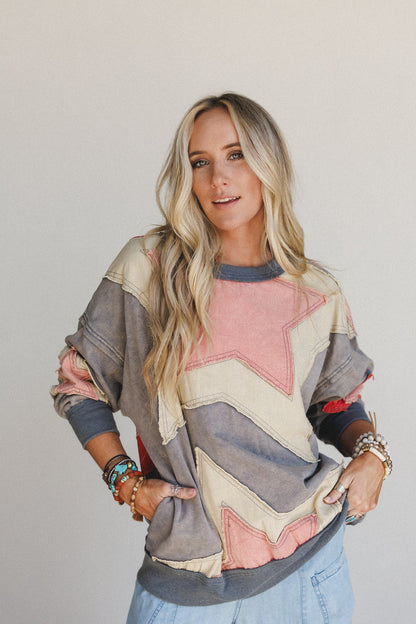 Pop Star Patchwork Top - Blue