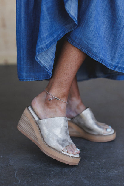 Light Catcher Wedge Slip Ons - Gold
