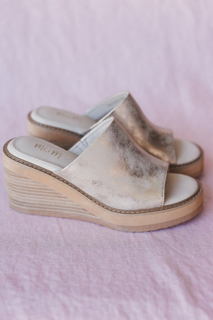 Light Catcher Wedge Slip Ons - Gold
