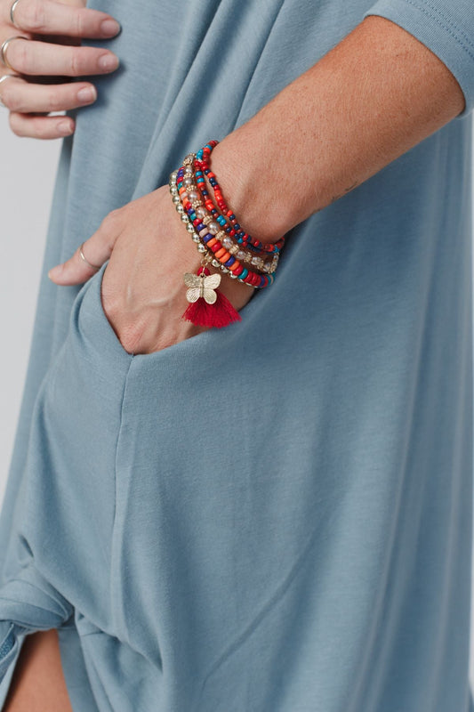 Butterfly Kisses Bracelet Set - Red