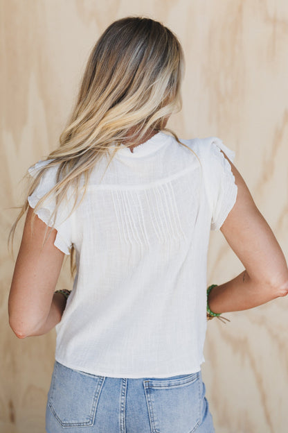 Fiorina Ruffle Detail Top - Off White