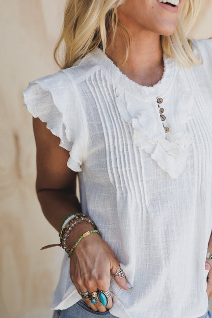 Fiorina Ruffle Detail Top - Off White