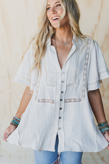 Sarai Button Down Top - Cream