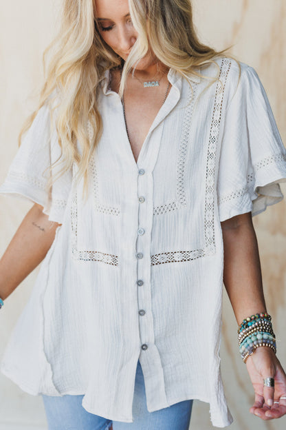 Sarai Button Down Top - Cream