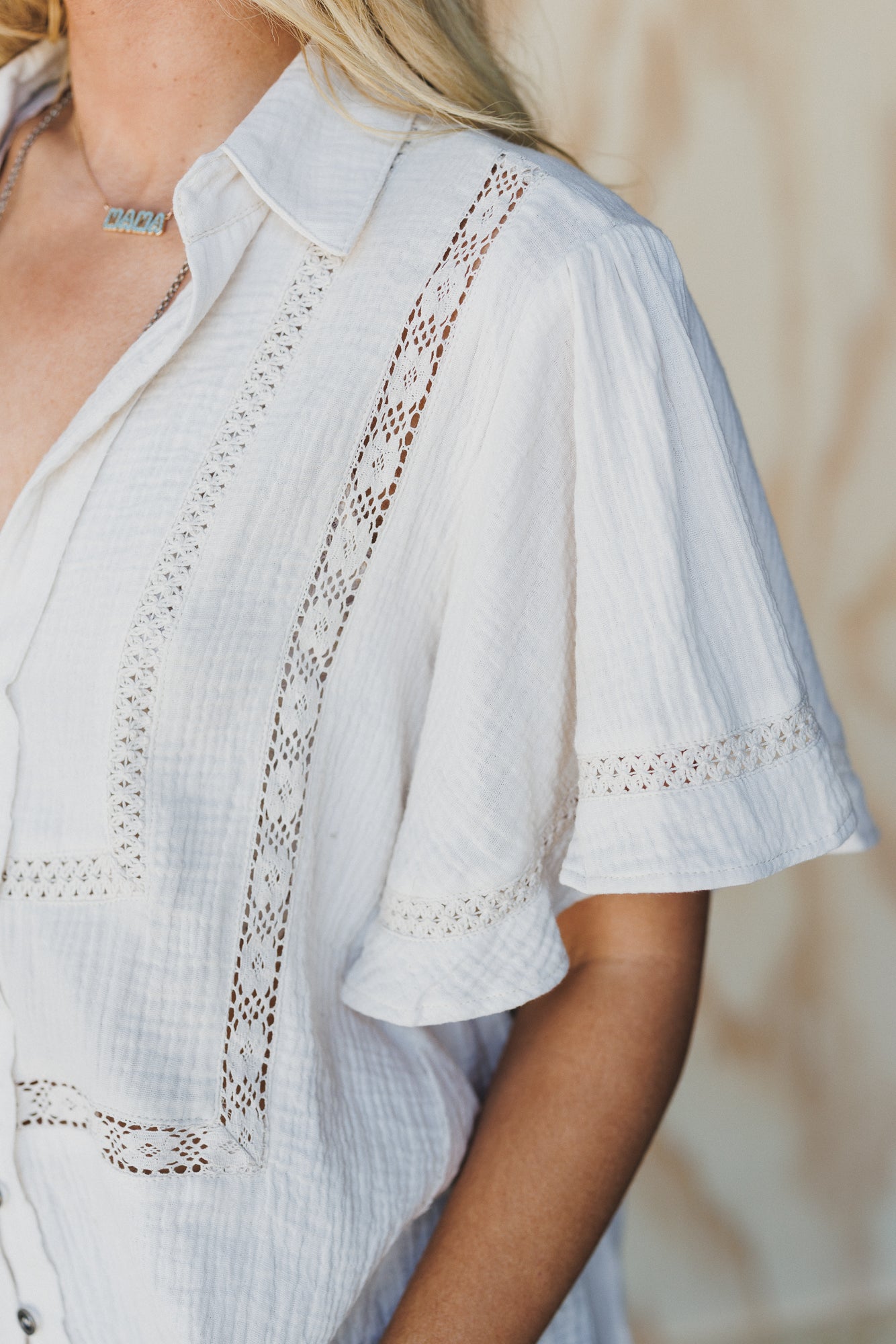 Sarai Button Down Top - Cream