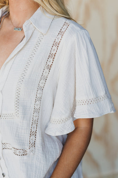 Sarai Button Down Top - Cream
