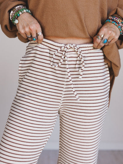 Smooth Sailing Striped Pants - Brown