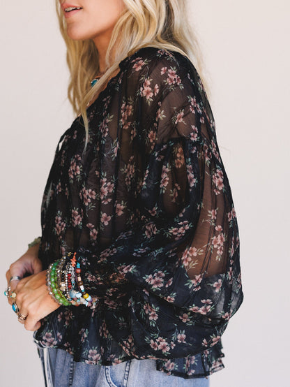 Petal Path Top - Black