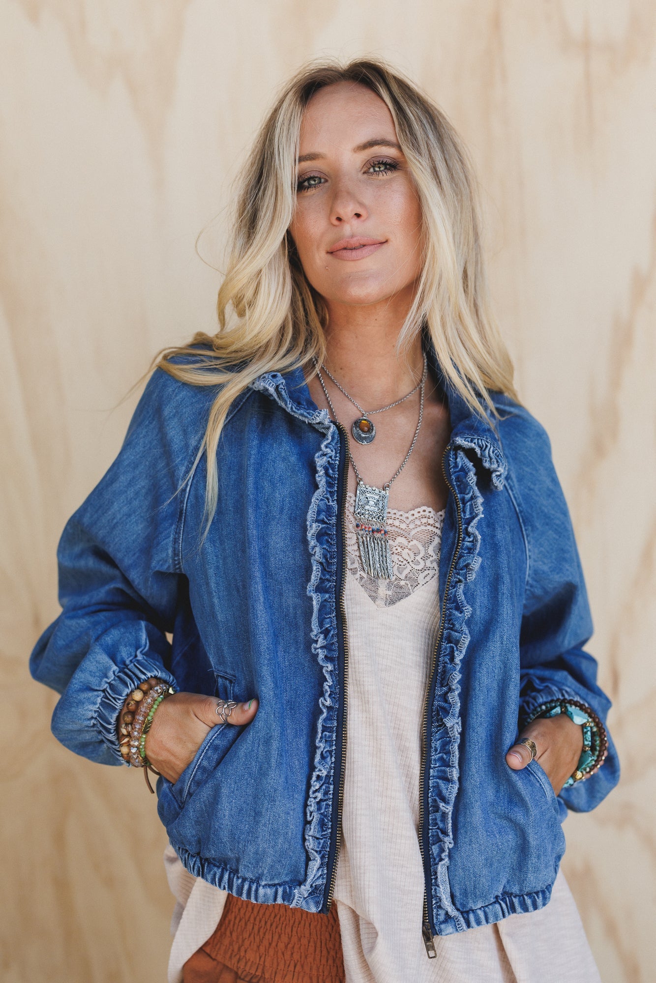 Ruffles And Thrills Denim Jacket - Denim