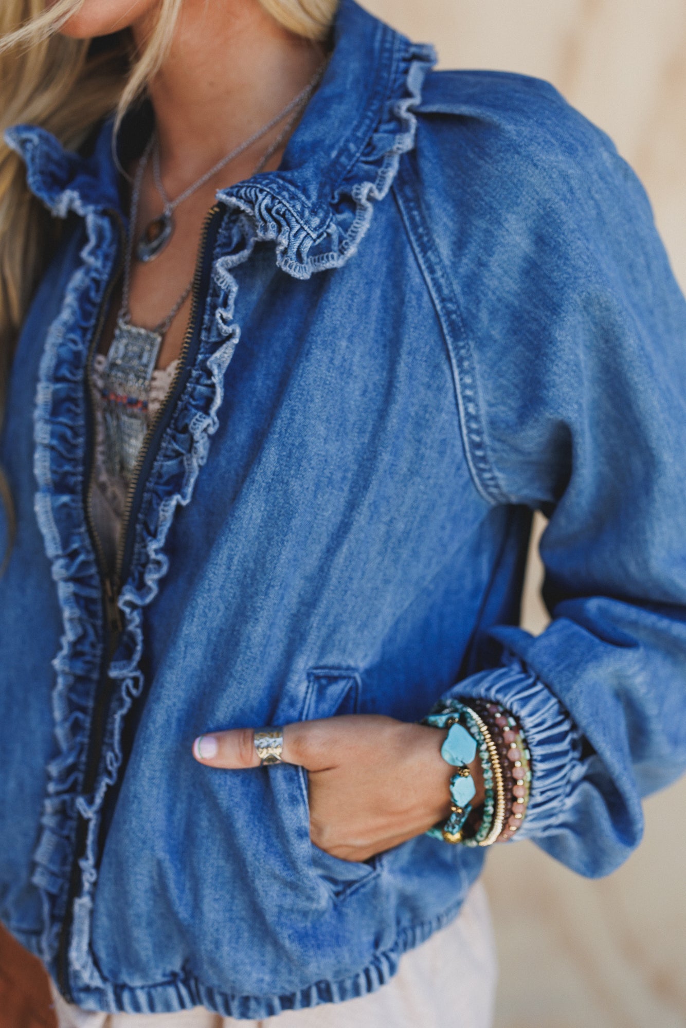 Ruffles And Thrills Denim Jacket - Denim