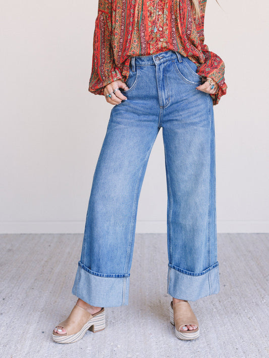 Easy Rider Cuffed Jeans - Denim