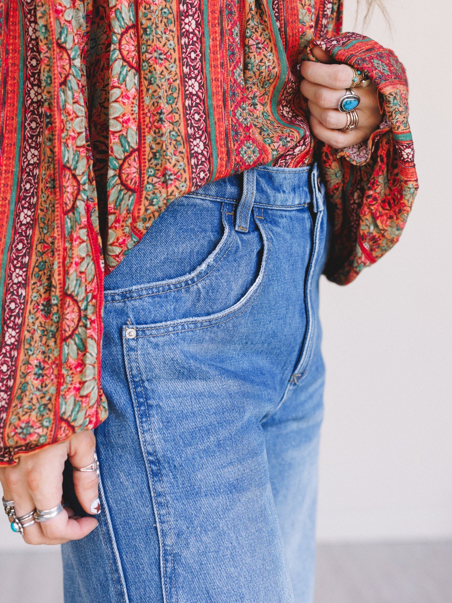 Easy Rider Cuffed Jeans - Denim