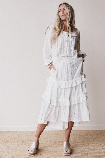 Boho Dreaming Top and Skirt Set - Cream