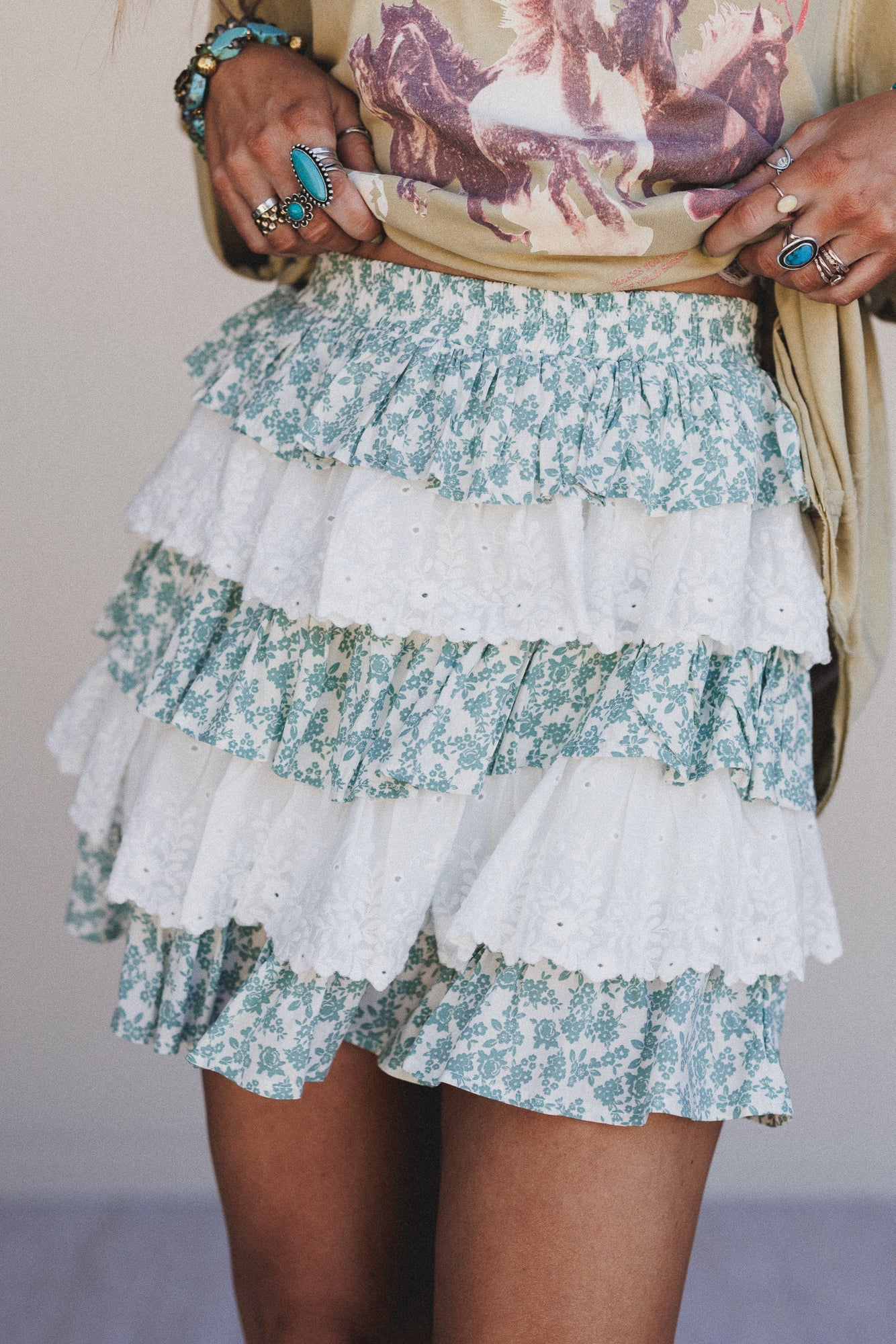 Floral Springs Mini Skort - Sage
