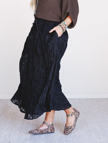 Coyote Bloom Floral Maxi Skirt - Black