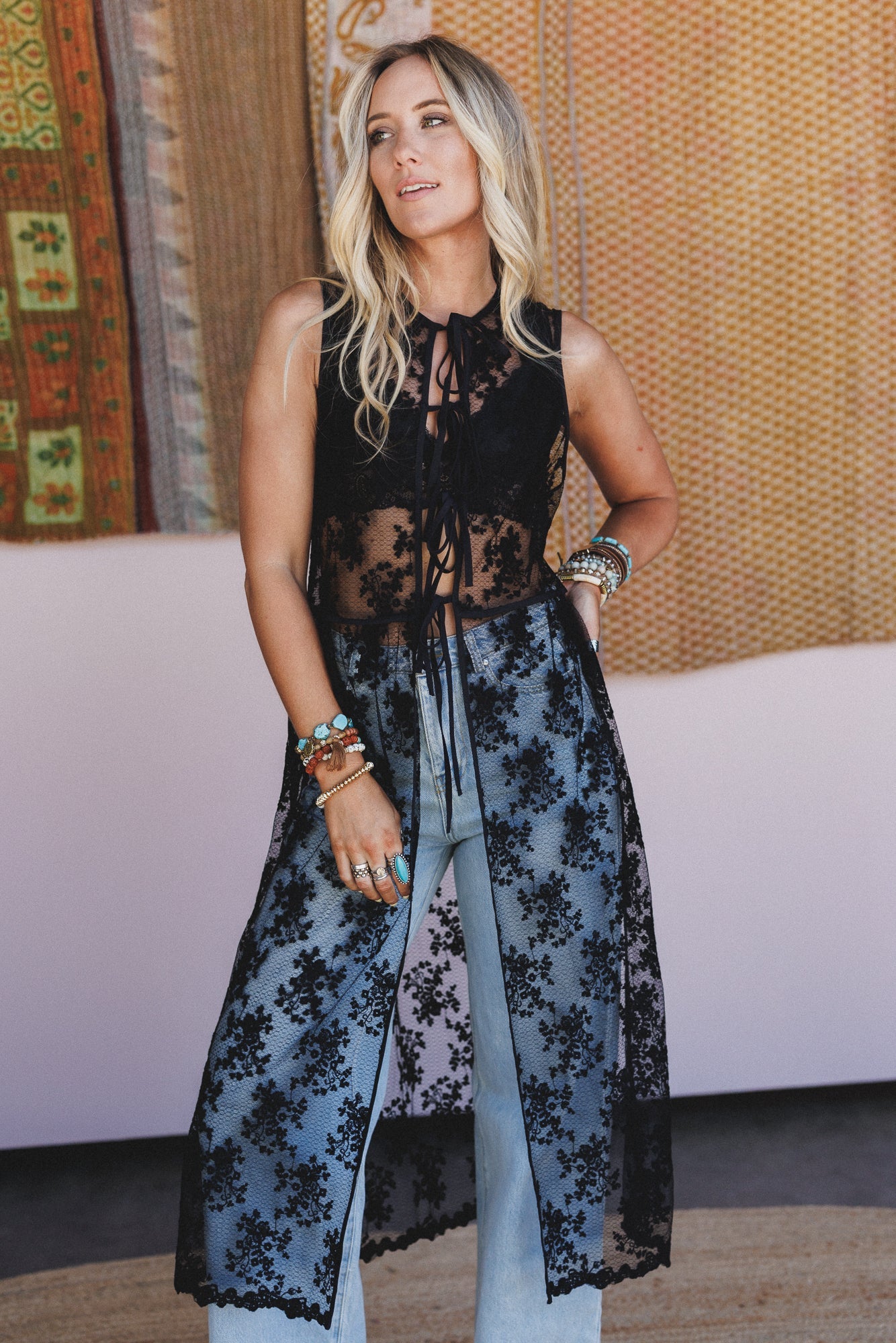 Jenny Lace Duster - Black