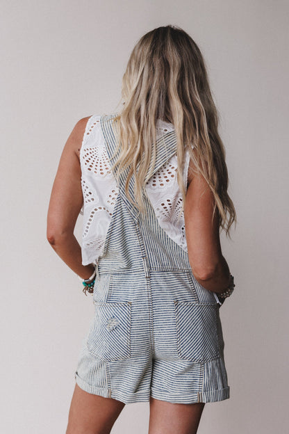 More To Love Denim Overalls - Denim Stripe