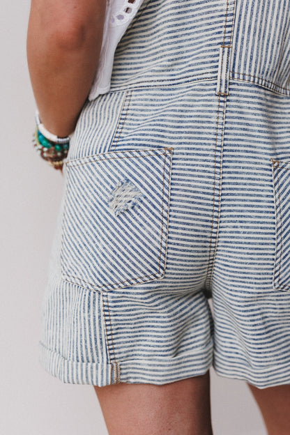 More To Love Denim Overalls - Denim Stripe