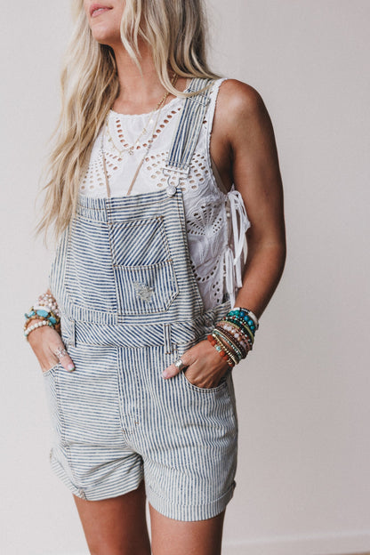 More To Love Denim Overalls - Denim Stripe