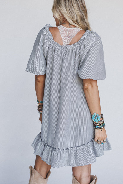 The Nest Solace Ruffled Hem Dress - Black