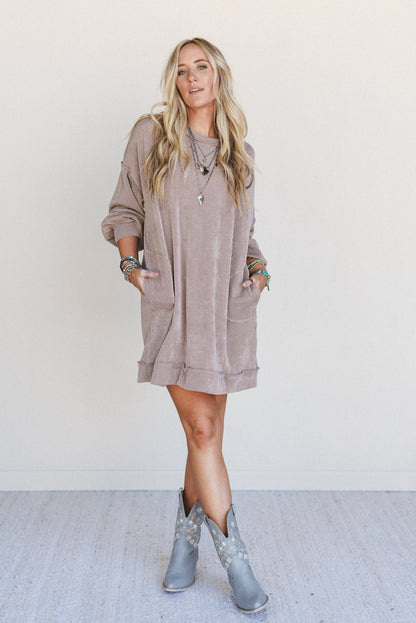 The Nest Moon Glow Long Sleeve Dress - Acorn