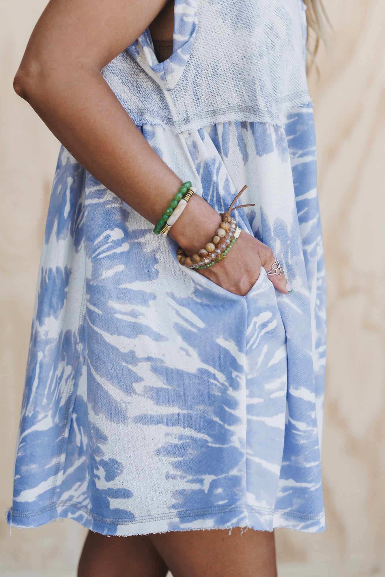 The Nest Sweet Nothings Baby Doll Dress - Blue Tie Dye