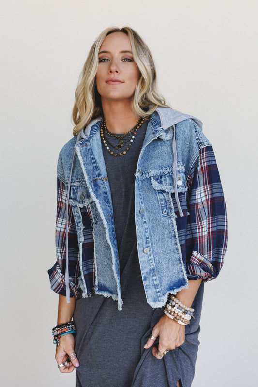 Cool City Plaid Jacket - Navy
