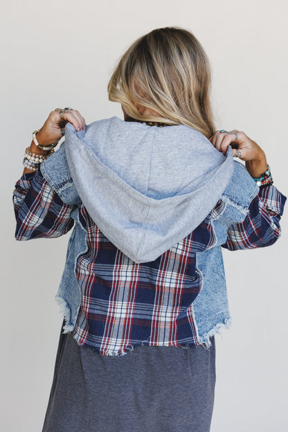 Cool City Plaid Jacket - Navy