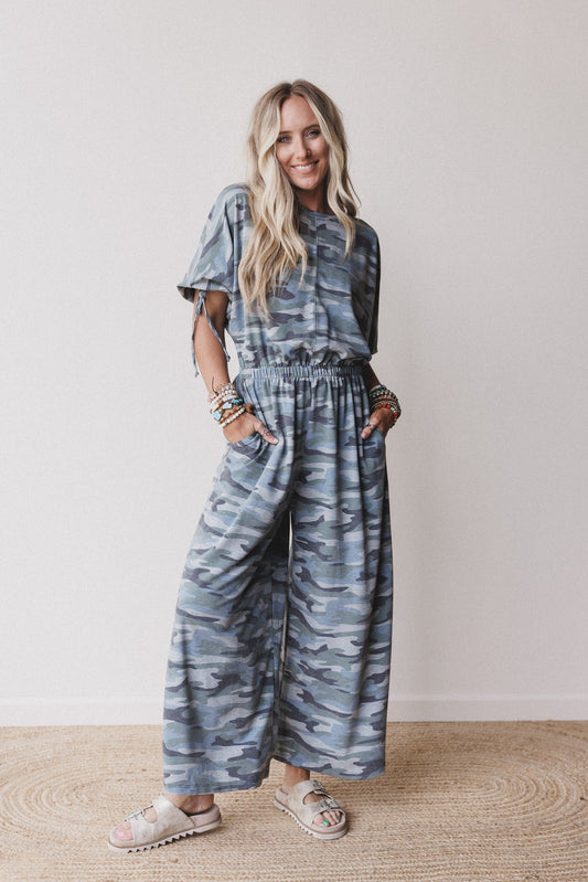 The Nest Carolina Comfy Wide Leg Jumpsuit - Camo