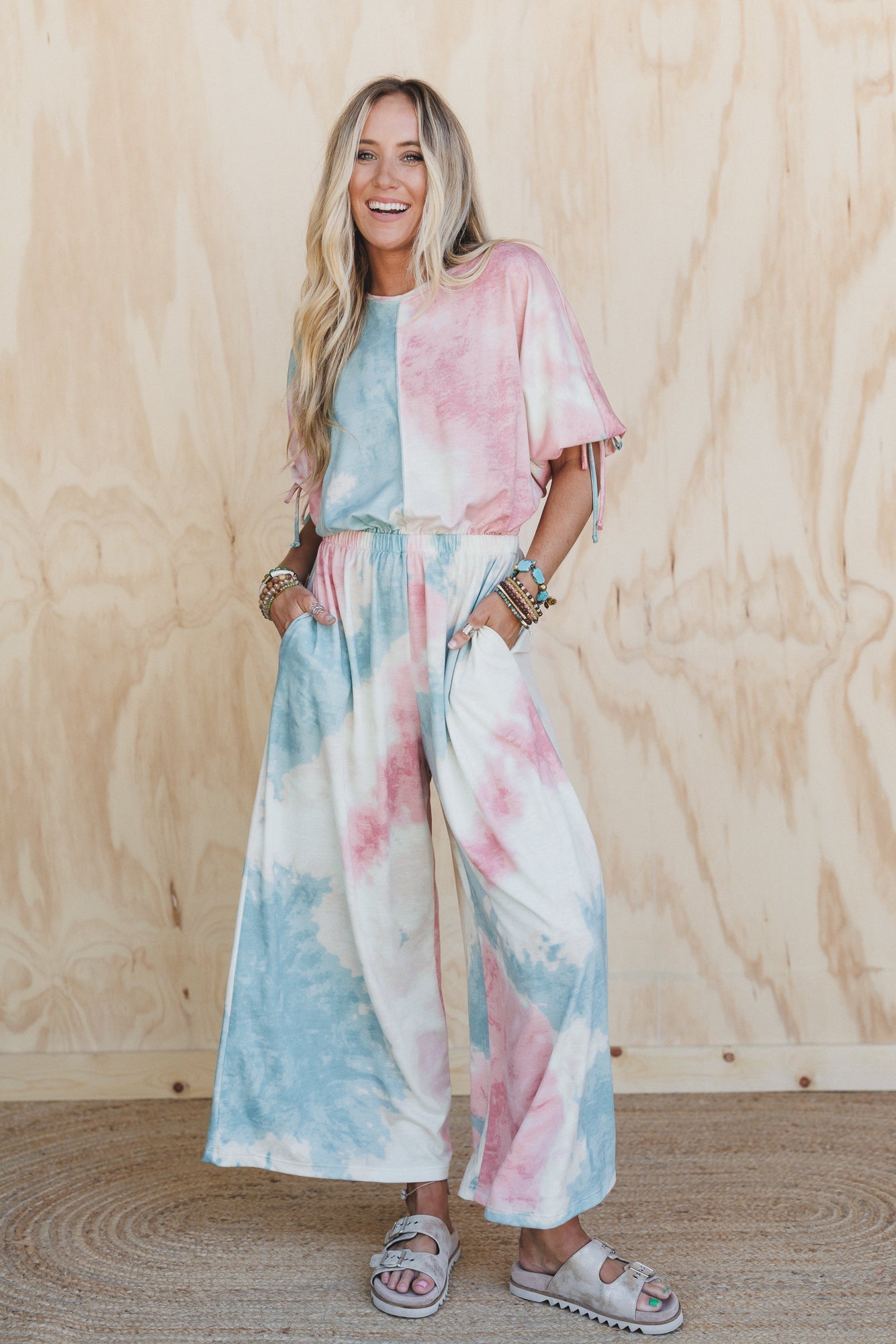The Nest Carolina Comfy Wide Leg Jumpsuit - Tie Dye