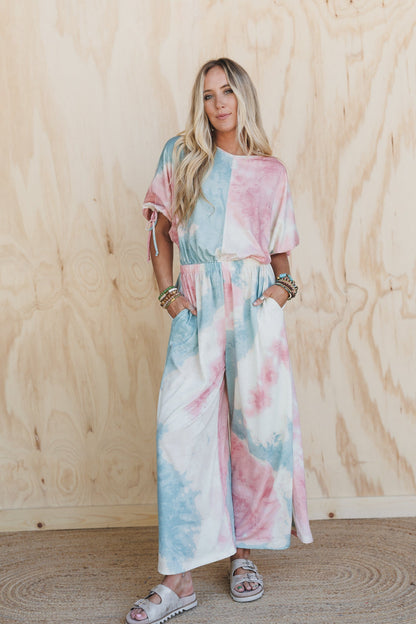 The Nest Carolina Comfy Wide Leg Jumpsuit - Tie Dye