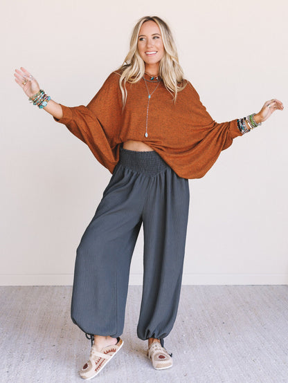 The Nest Fly With Me Batwing Sleeve Knit Sweater - Rust