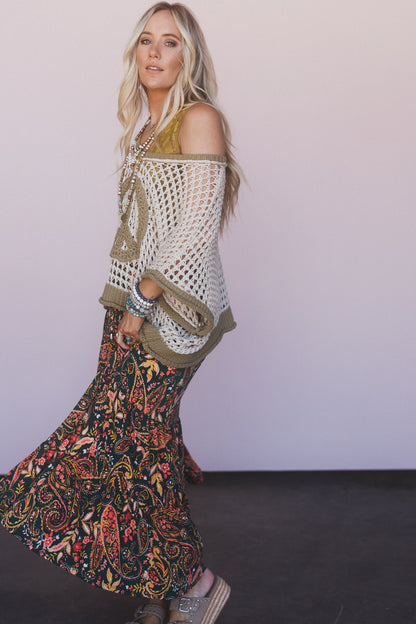The Nest Happy Tiers Maxi Skirt - Coral Multi