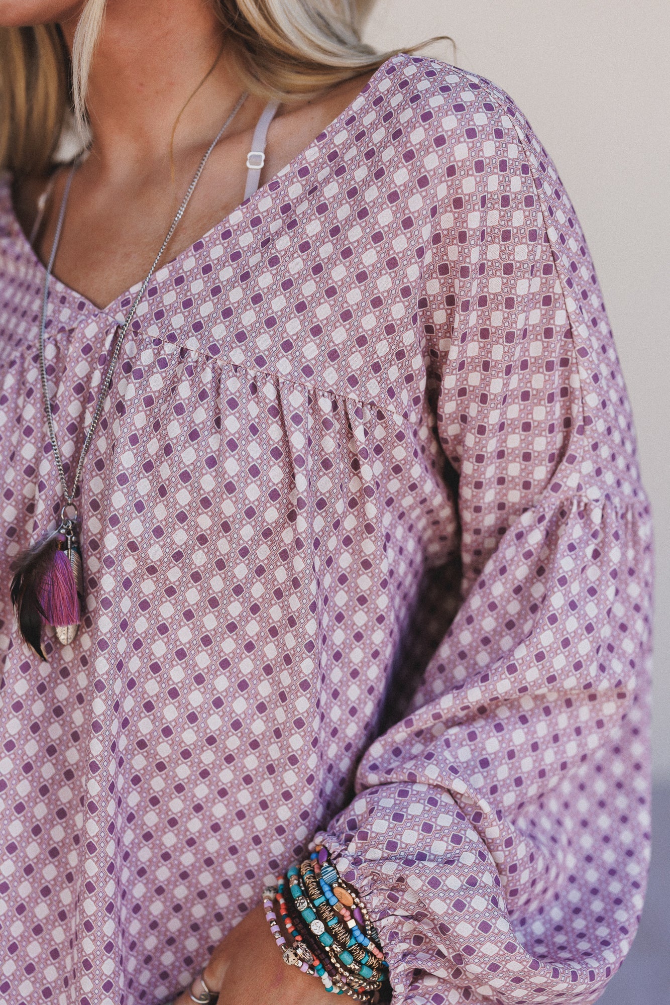 The Nest Kendrix Printed Top - Burgundy