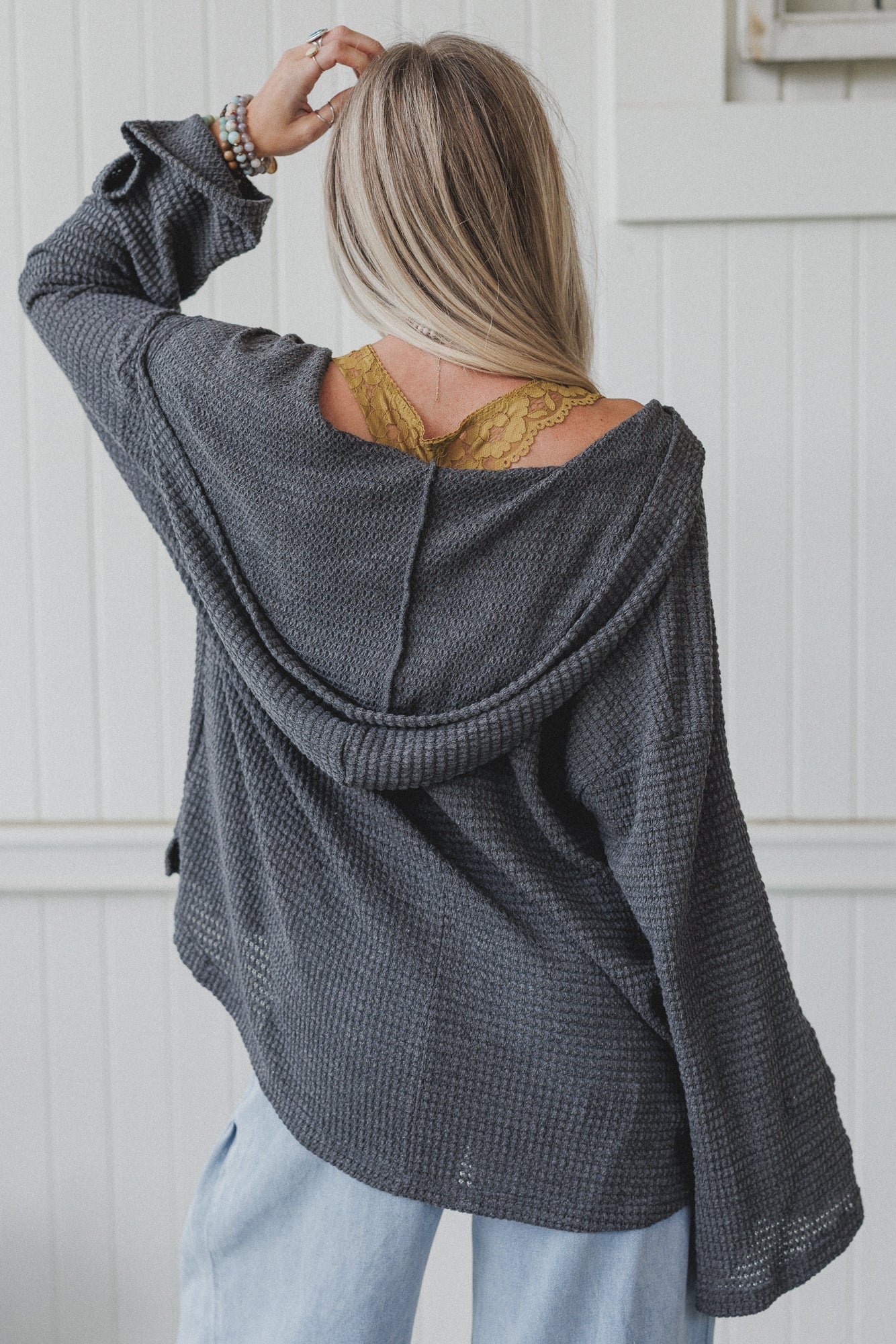 The Nest Serene Textured Top - Charcoal