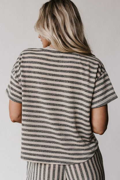 The Nest Ibiza Breeze Striped Top - Taupe Black