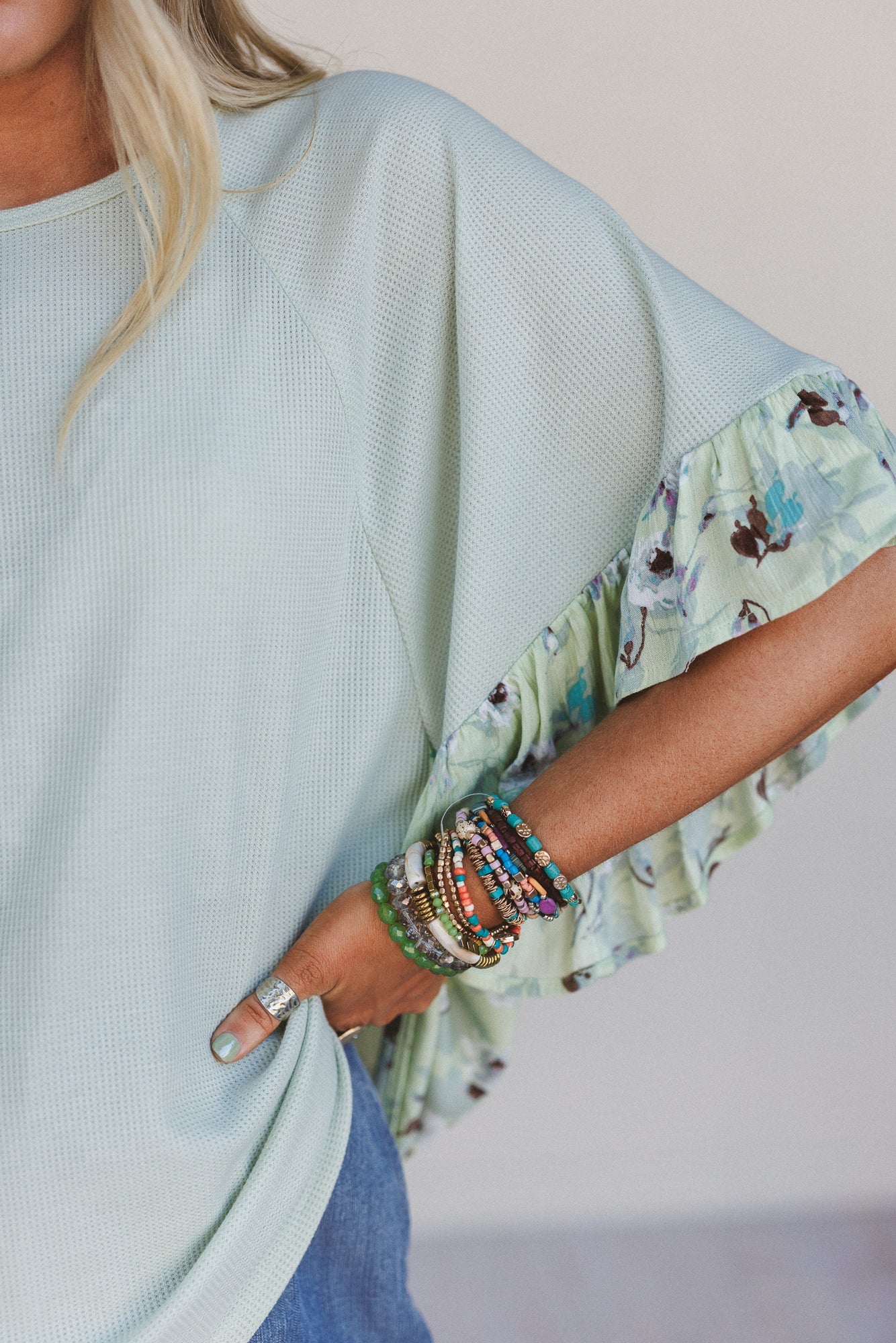 The Nest Sunlit Meadow Top - Sage Aqua