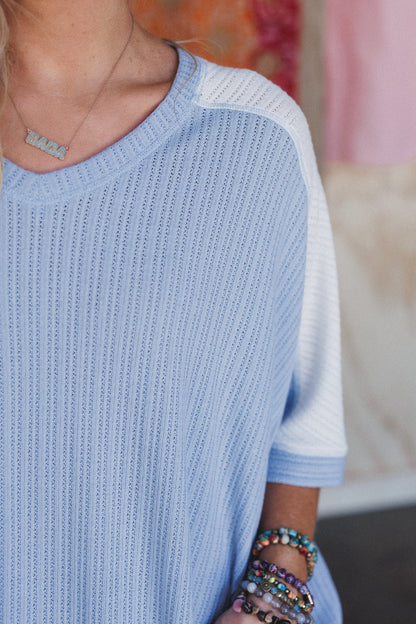 The Nest Wild At Heart Contrast Top - Off White Chambray