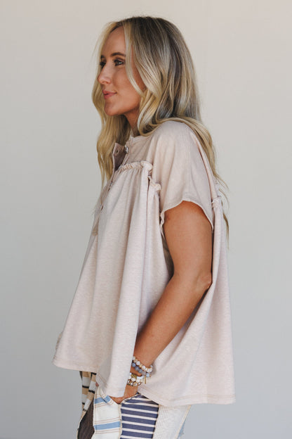 The Nest Sunset Ruffle Top - Taupe