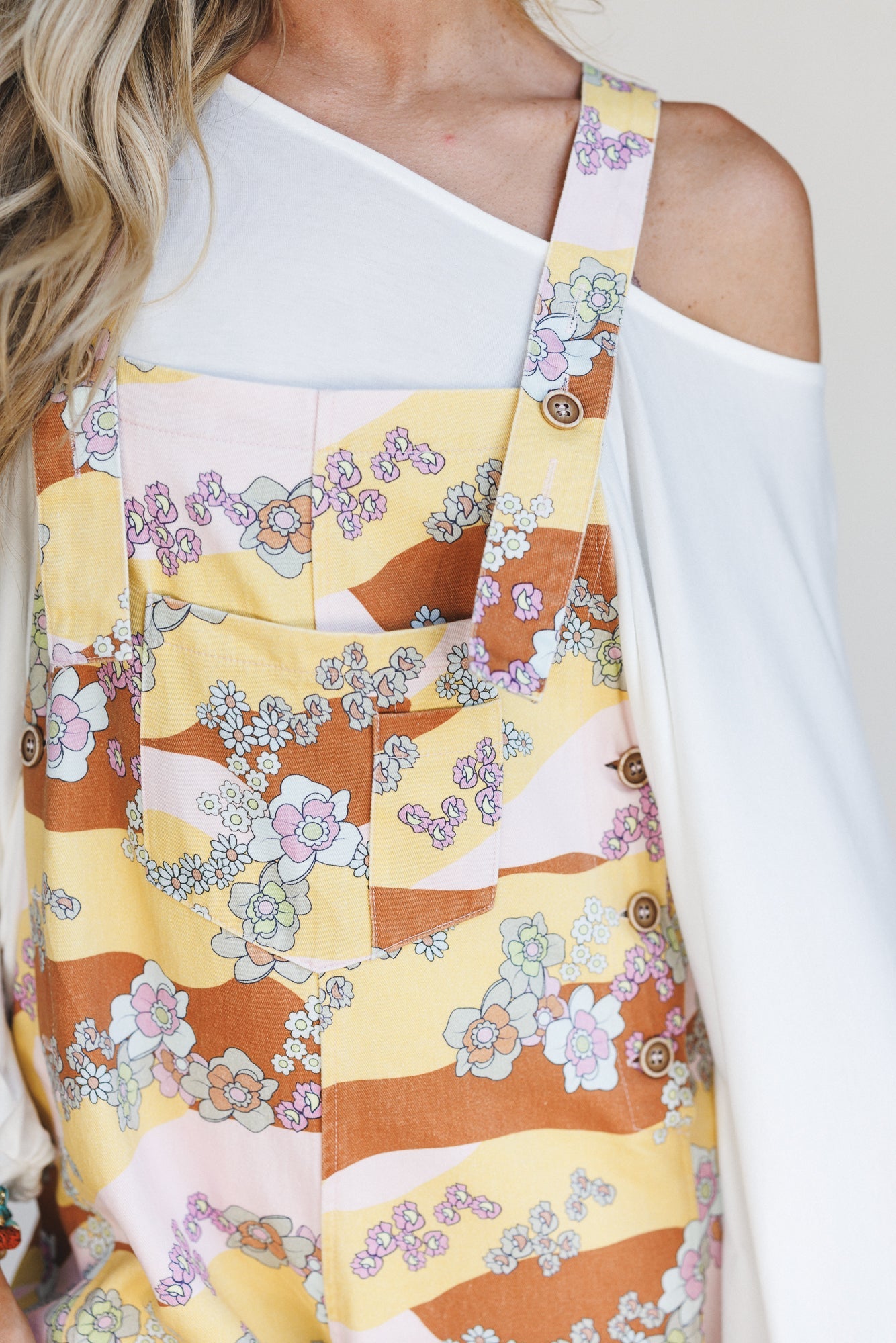 Floral Beat Overalls - Camel