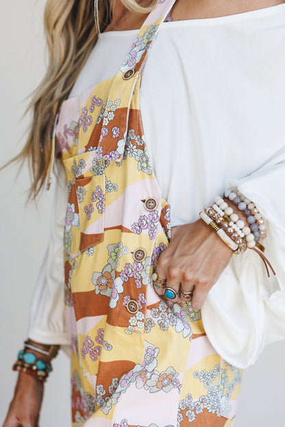 Floral Beat Overalls - Camel