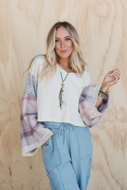 Live Easy Plaid Peace Top - Multi