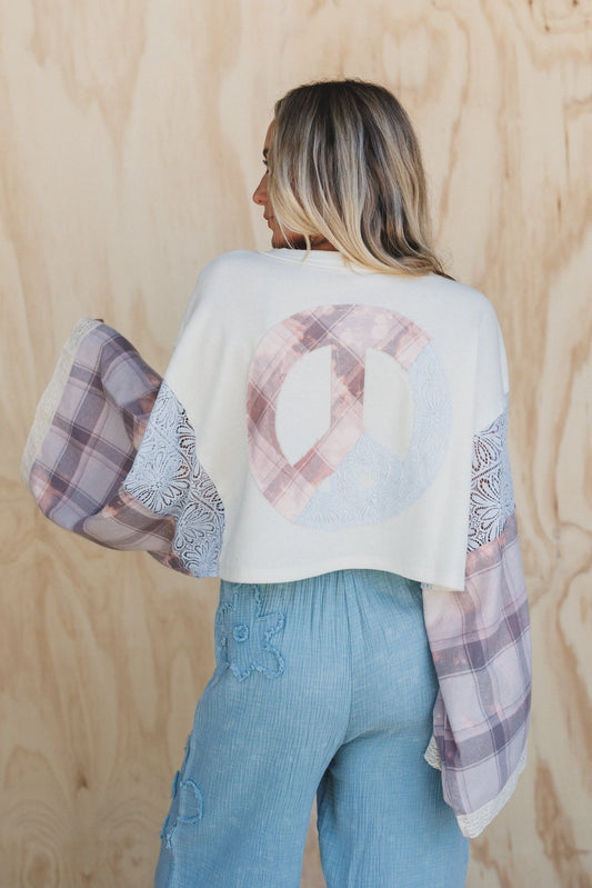 Live Easy Plaid Peace Top - Multi
