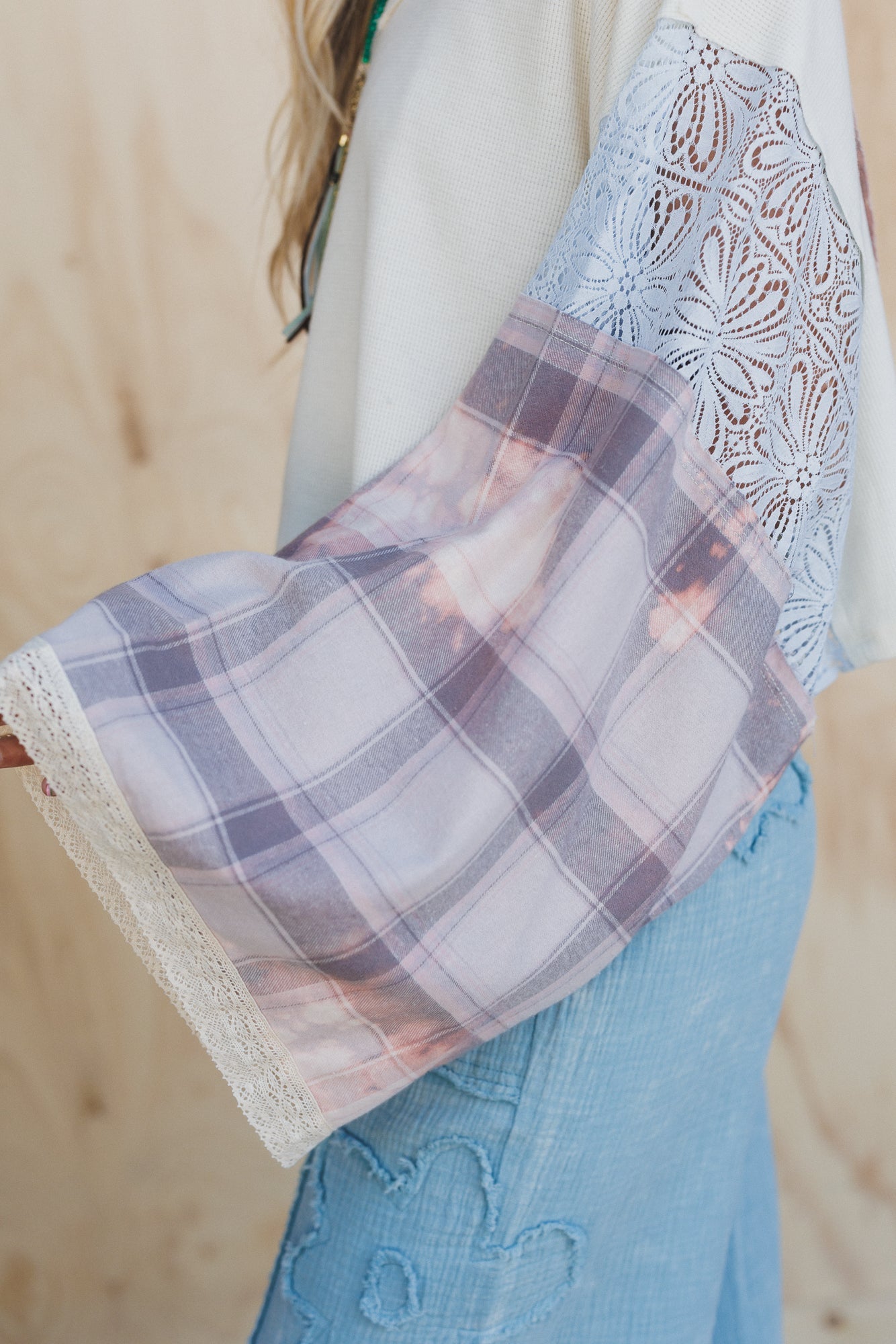 Live Easy Plaid Peace Top - Multi