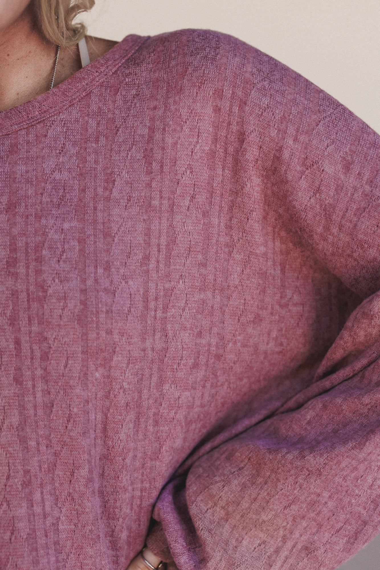 The Nest Sweet Heart Balloon Sleeve Knit Sweater - Mulberry