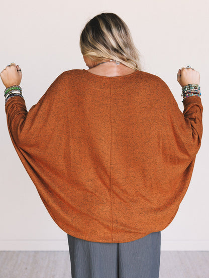 The Nest Fly With Me Batwing Sleeve Knit Sweater - Rust