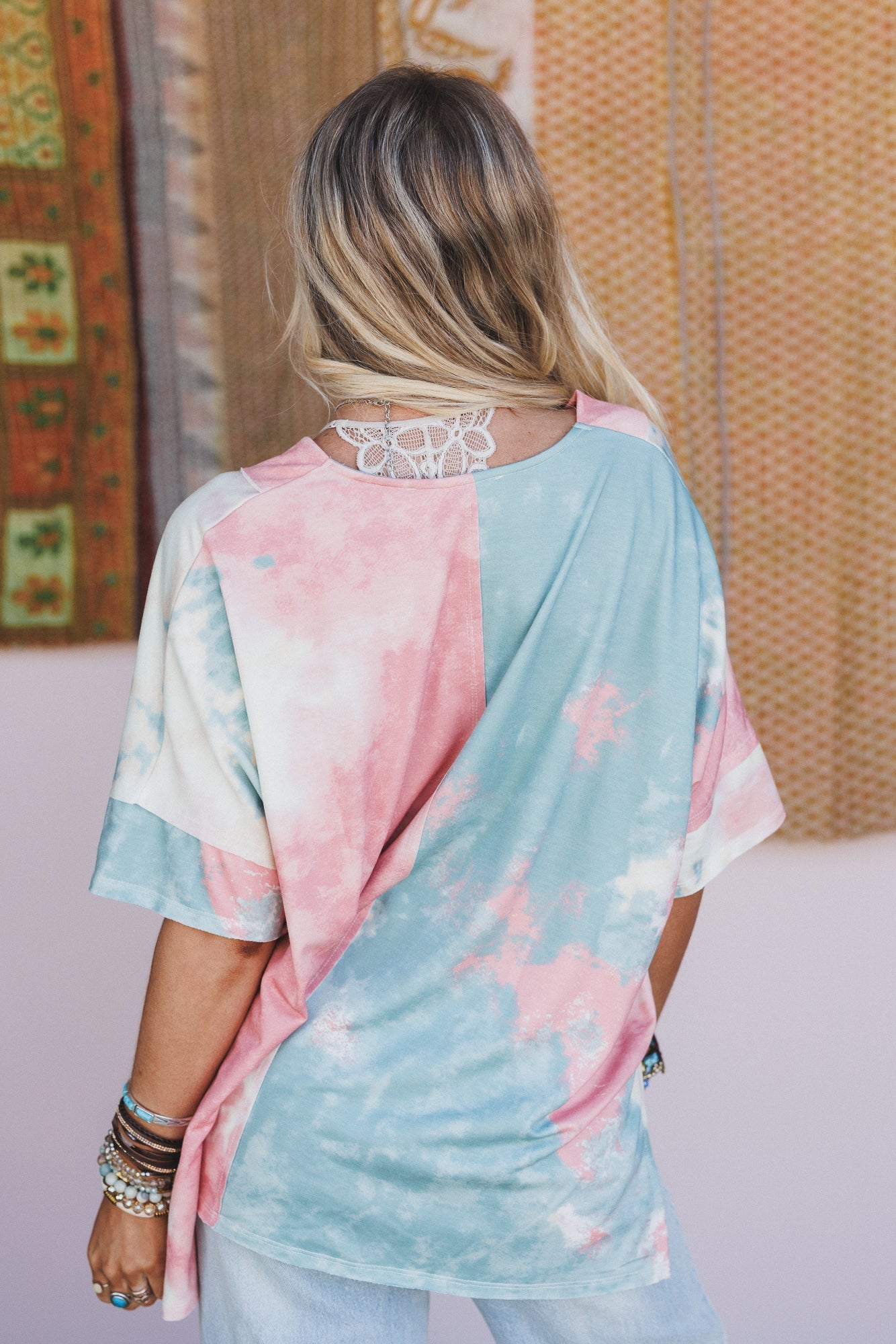 The Nest On The Go V Neck Essential Tee - Tie Dye