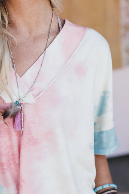 The Nest On The Go V Neck Essential Tee - Tie Dye