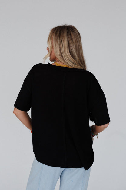 The Nest Soft Plume Henley Top - Black