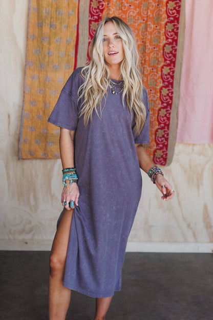 Earth Ease Tee Dress - Charcoal